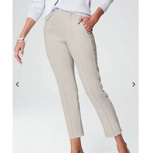 Pintucked Linen-Stretch Slim-Leg Pants